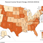 RHODE ISLAND'S annualized personal income growth rate of 2.5% in the first quarter of 2020 outpaced the national growth rate of 2.3%. / COURTESY BUREAU OF ECONOMIC ANALYSIS