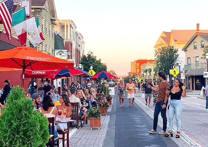 ITALIAN FLAVOR: Restaurants along the normally heavily trafficked Atwells Avenue in Providence have reported about 90% of their capacity booked in advance during the recently launched “Al Fresco On The Hill” dining initiative. / COURTESY FEDERAL HILL COMMERCE ASSOCIATION  