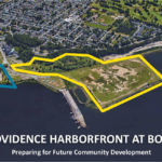 THE SOUTH QUAY Marine Terminal in East Providence, at right, will receive up to $15 million in Rebuild Rhode Island tax credits to support development of facilities for offshore wind projects. / COURTESY RI WATERFRONT ENTERPRISES LLC