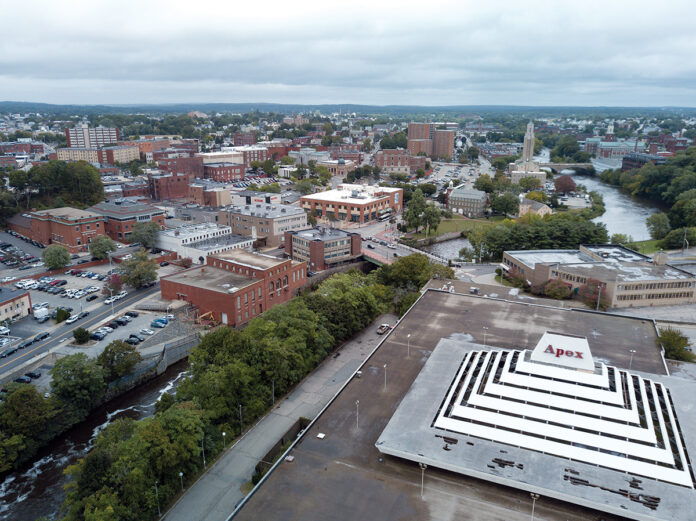 THE CITY OF PAWTUCKET has made preliminary moves to enable the use of eminent domain over the five privately-owned parcels that constitute the Apex site in Downtown Pawtucket. / PBN FILE PHOTO/ARTISTIC IMAGES