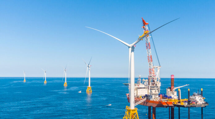 ORSTED U.S. OFFSHORE WIND, which owns and operates the Block Island Wind Farm pictured above, has said new delays in the Vineyard Wind project will not affect its own plans to build a 50-turbine wind farm off the coast of Block Island. / COURTESY ORSTED U.S. OFFSHORE WIND