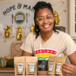MIXING IT UP: Amber Jackson creates her own blends of loose-leaf tea and sells them at The Black Leaf Tea & Culture Shop, which she launched in 2019 using her own money. / PBN PHOTO/MICHAEL SALERNO