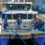 DOCKED: Charlie Donadio Jr., founder, CEO and president of Atlantic Wind Transfers, stands on board the Atlantic Pioneer, one of two vessels his company uses to transport technicians and equipment to offshore wind turbines for repairs and maintenance.  / COURTESY ATLANTIC WIND TRANSFERS
