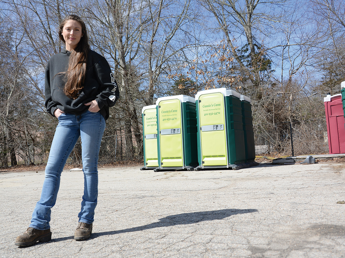 LIFE OF THE POTTY: Cassie Collinson says she’s learned a lot since starting Cassie’s Cans Inc. six years ago, when she was 19. The South Kingstown company rents portable toilets for construction sites. / PBN FILE PHOTO/ELIZABETH GRAHAM