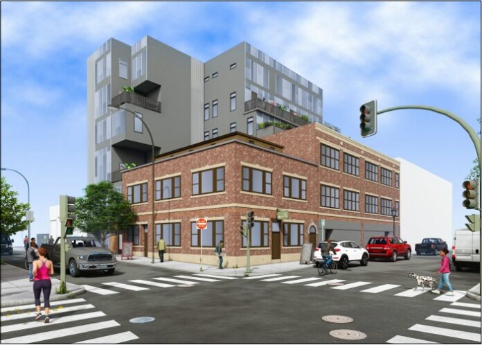 THIS RENDERING shows the proposed Richmond Residences project, a six-story addition on the back of two existing commercial buildings at 71-85 Richmond St. in Providence, including 11 apartment units, under review by the city's Downtown Design Review Committee. / COURTESY DOWNTOWN DESIGN REVIEW COMMITTEE
