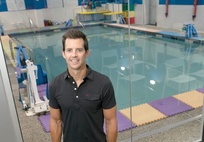 LEAP OF FAITH: Hoping to take advantage of what they saw as an untapped market, John Heelan and his wife, Beth, in 2015 opened Ripples Swim School, an aquatic operation providing swimming instruction for young children, with facilities in Bristol and West Warwick.  / PBN PHOTO/MICHAEL SALERNO