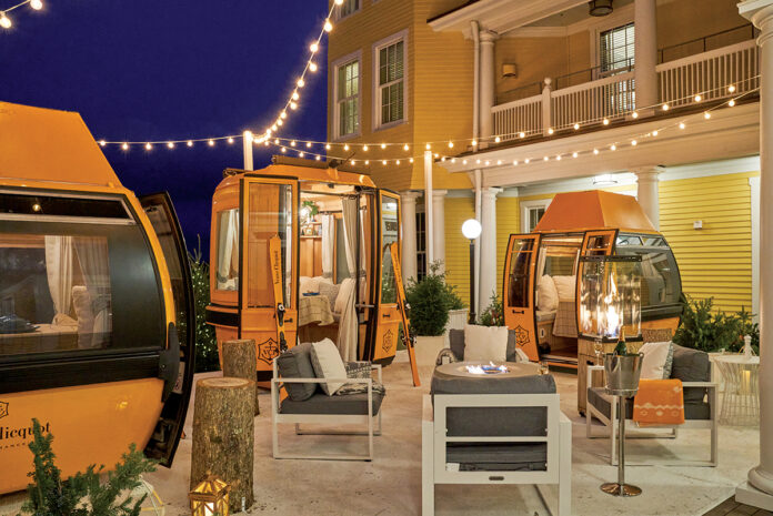 ALPINE THEME: Instead of igloos, the Ocean House in Westerly is using repurposed ski gondolas to protect diners from the elements. / COURTESY OCEAN HOUSE