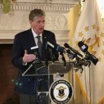 GOV. DANIEL J. MCKEE announced the launch of the $50 million Homeowner Assistance Fund-Rhode Island program on Monday that is aimed at providing up to $50,000 of financial support to homeowners enduring hardship related to the coronavirus pandemic. / PBN PHOTO/CASSIUS SHUMAN