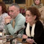 WOONSOCKET MAYOR Lisa Baldelli-Hunt, right, speaks during Monday's City Council meeting about her resolution for the city to seek bids for a new public safety complex. / SCREENSHOT VIA YOUTUBE.COM