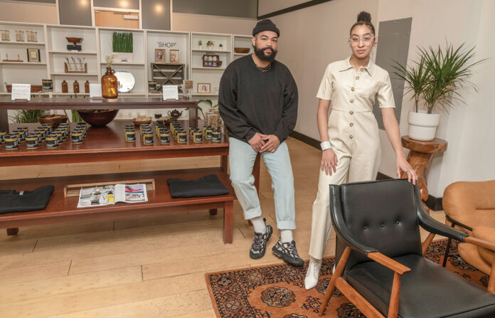 FINDING PURPOSE: Lexus Fernandez, right, launched her vegan skincare products company Soulita in Providence with co-founder Evan Delpeche in 2019 after seeking a solution for her sensitive skin as a result of treatment for a ruptured brain aneurysm. / PBN PHOTO/MICHAEL SALERNO