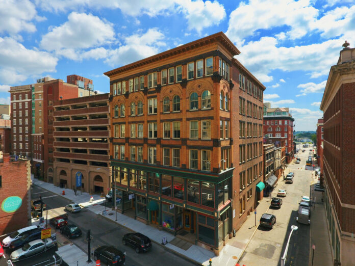 PAOLINO PROPERTIES LP is seeking an award under the Rebuild Rhode Island Tax Credit Program to offset costs as it works to turn the long vacant, six-story Studley Building at 86 Weybosset St. in downtown Providence into apartments as part of a $17.9 million renovation. The company is turning the office building into 65 residential units. / COURTESY PAOLINO PROPERTIES LP