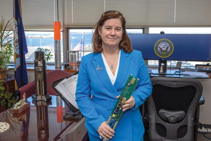 SENSE OF PRIDE: Patricia Eno has spent the majority of her nearly 40-year career at the Naval Undersea Warfare Center Division Newport, where she now oversees the department responsible for the sensors and sonar systems used by the U.S. Navy.  / PBN PHOTO/KATE WHITNEY LUCEY