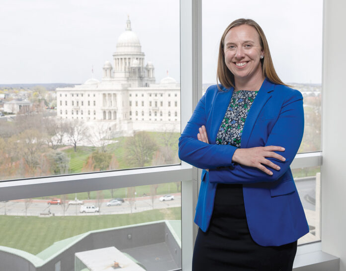 TOP MARKS: Christina Pitney, senior vice president, government programs, at Blue Cross & Blue Shield of Rhode Island in Providence, has led the health insurer’s Medicare Advantage suite to its first five-star rating. / PBN PHOTO/TRACY JENKINS
