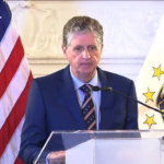GOV. DANIEL J. MCKEE is among several Rhode Island leaders who on Friday criticized the U.S. Supreme Court's overturning of Roe v. Wade. McKee called the decision a 'travesty.' / SCREENSHOT VIA WPRI-TV CBS 12