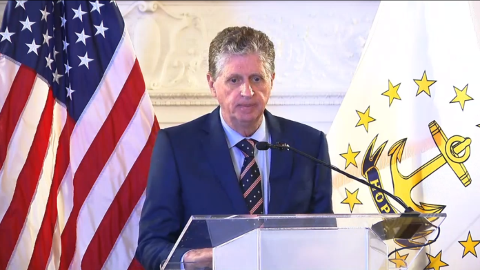 GOV. DANIEL J. MCKEE is among several Rhode Island leaders who on Friday criticized the U.S. Supreme Court's overturning of Roe v. Wade. McKee called the decision a 'travesty.' / SCREENSHOT VIA WPRI-TV CBS 12