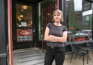 BOLD MOVE: Chloe Chassaing, a White Electric Coffee employee and member of the worker-owned cooperative that bought the business when it was put up for sale by the former owner after the employees formed an independent union. PBN PHOTO/MICHAEL SALERNO