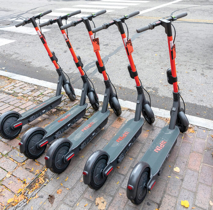 EXPANDING: Providence is set to double the number of rentable electric bicycles and scooters in the city to more than 2,000 by September. PBN FILE PHOTO/MICHAEL SALERNO