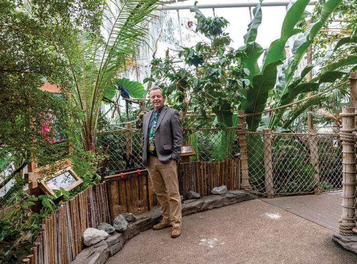 POTENTIAL PAVILION: Roger Williams Park Zoo Executive Director Stacey Johnson shows the area where a new, $12 million educational facility and events pavilion will be built if Rhode Island voters approve a $50 million “green economy” bond measure. PBN PHOTO/MICHAEL SALERNO
