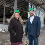 SHERI GRIFFIN, co-executive director of Farm Fresh Rhode Island standing with co-executive director Jesse Rye, co-executive directors of Farm Fresh Rhode Island, at the construction site for their new 60,000 square foot Food Hub facility in 2020, announced Tuesday she is stepping away from the organization next month. Rye in 2023 will become Farm Fresh' sole executive director. /PBN FILE PHOTO/MICHAEL SALERNO