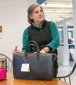 JOY OF LEARNING: Lotfuff Leather CEO Mary Lotuff Feeny said the joy of her role at the handmade leather goods manufacturer is “the learning and the applying of knowledge in general to a specific product.” PBN PHOTO/MICHAEL SALERNO