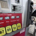 AVERAGE PRICE of self-serve, regular unleaded gasoline in Rhode Island decreased to $3.40 per gallon on Monday, 1 cent less than last week and 7 cents lower than the national average, according to AAA Northeast. / AP FILE PHOTO / JOHN RAOUOX