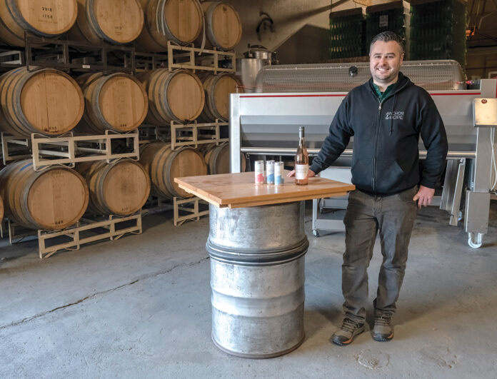 DRAWING A CROWD: James Davids, co-owner and vintner at Anchor & Hope Wine in East Providence, is aiming to expand the business using an investment-based crowdfunding. The company is looking to open a tasting room.  PBN PHOTO/­MICHAEL SALERNO