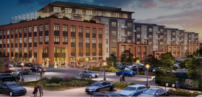A RENDERING of the 180-unit apartment complex proposed for 258 Pine St., Pawtucket. COURTESY ZDS ARCHITECTURE & INTERIOR DESIGN