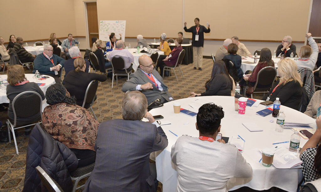 AN ACHIEVEMENT: Dozens of community leaders gather to discuss the state’s education system at a forum organized by the Rhode Island Foundation in 2019. The event was part of the “Make It Happen” initiative that the Rhode Island Foundation started in 2012.  PBN FILE PHOTO/MIKE SKORSKI