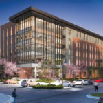 GOING BIG: This is a rendering of the planned building for Providence College’s new School of Nursing and Health Sciences, which will feature 60,000 square feet of classrooms, laboratories and collaboration space. It is scheduled to be completed by December 2024.  COURTESY SLAM COLLABORATIVE