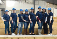 LADIES FIRST: Female employees at Pariseault Builders Inc. work on-site at the Achievement First High School site in Providence.  COURTESY PARISEAULT BUILDERS INC.